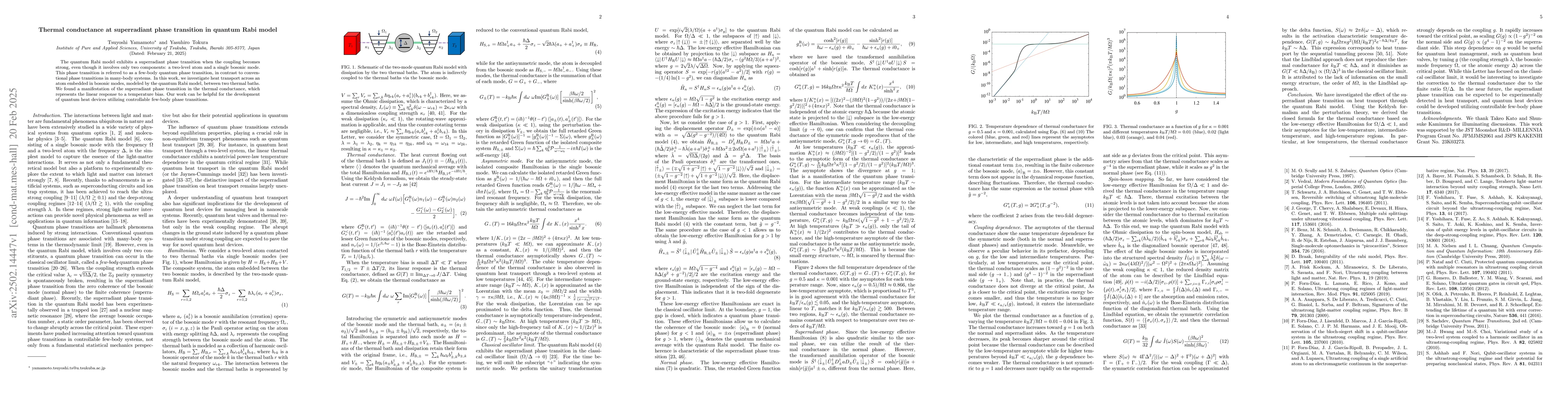 Thumbnail for Thermal conductance at superradiant phase transition in quantum Rabi
  model