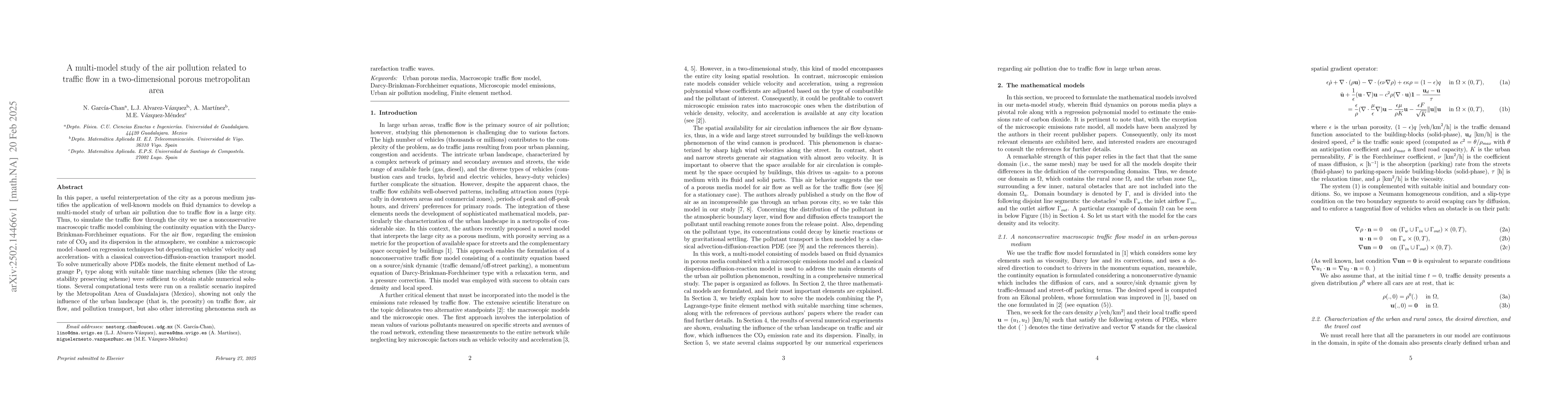 Thumbnail for A multi-model study of the air pollution related to traffic flow in a
  two-dimensional porous metropolitan area