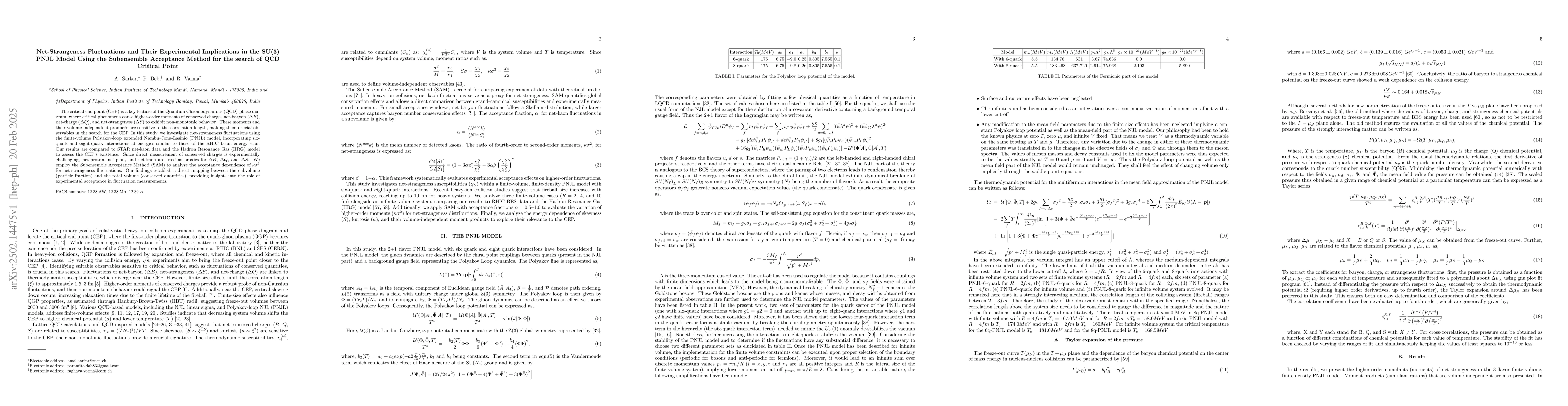 Thumbnail for Net-Strangeness Fluctuations and Their Experimental Implications in the
  SU(3) PNJL Model Using the Subensemble Acceptance Method for the search of
  QCD Critical Point