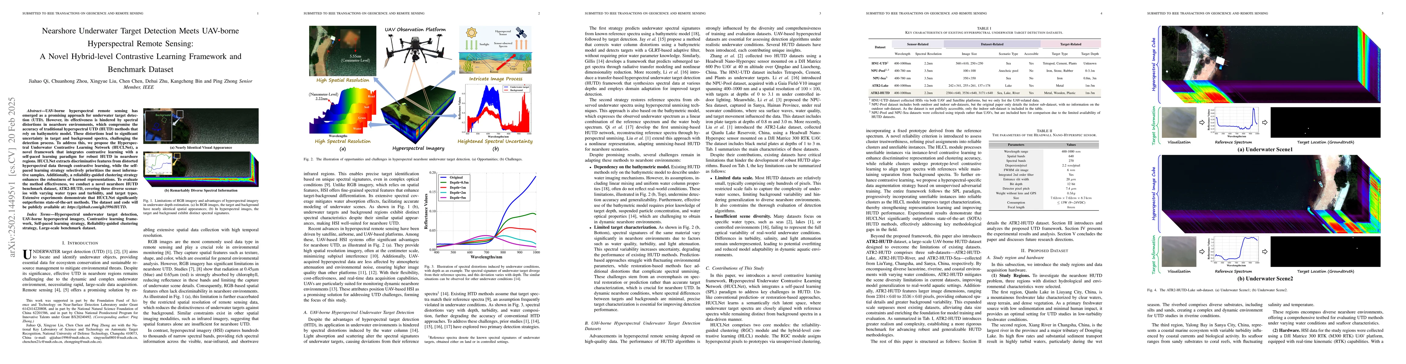 Thumbnail for Nearshore Underwater Target Detection Meets UAV-borne Hyperspectral
  Remote Sensing: A Novel Hybrid-level Contrastive Learning Framework and
  Benchmark Dataset