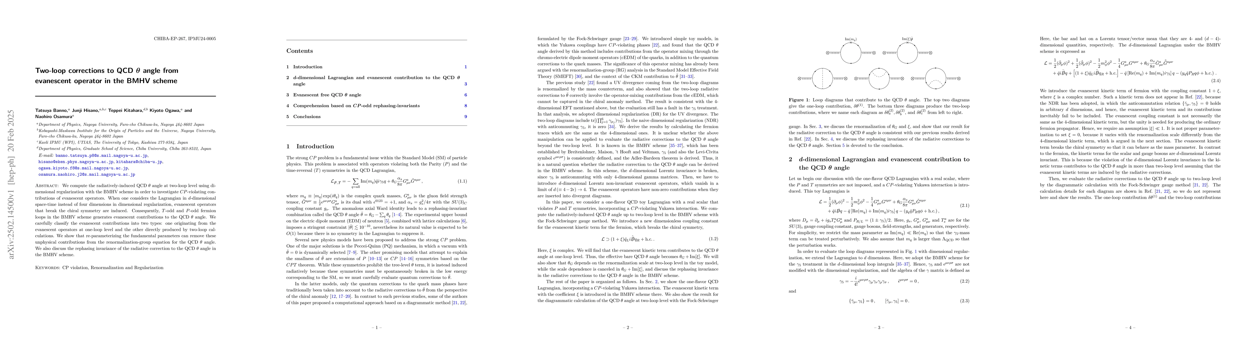 Thumbnail for Two-loop corrections to QCD $θ$ angle from evanescent operator in
  the BMHV scheme