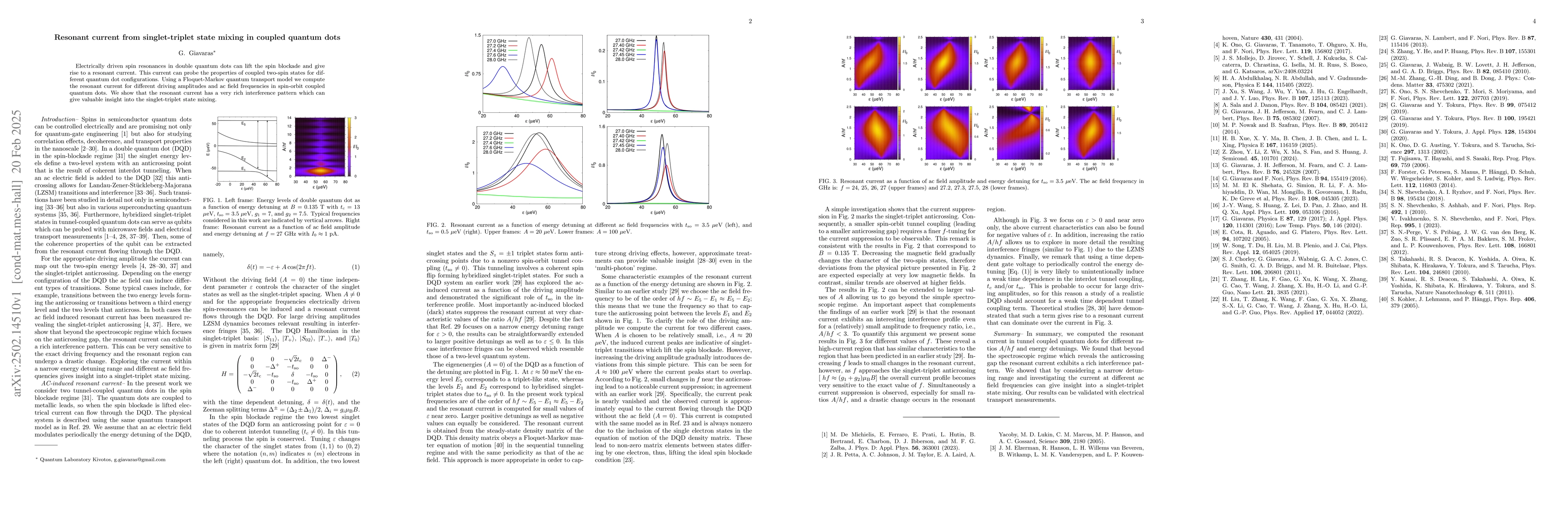 Thumbnail for Resonant current from singlet-triplet state mixing in coupled quantum
  dots