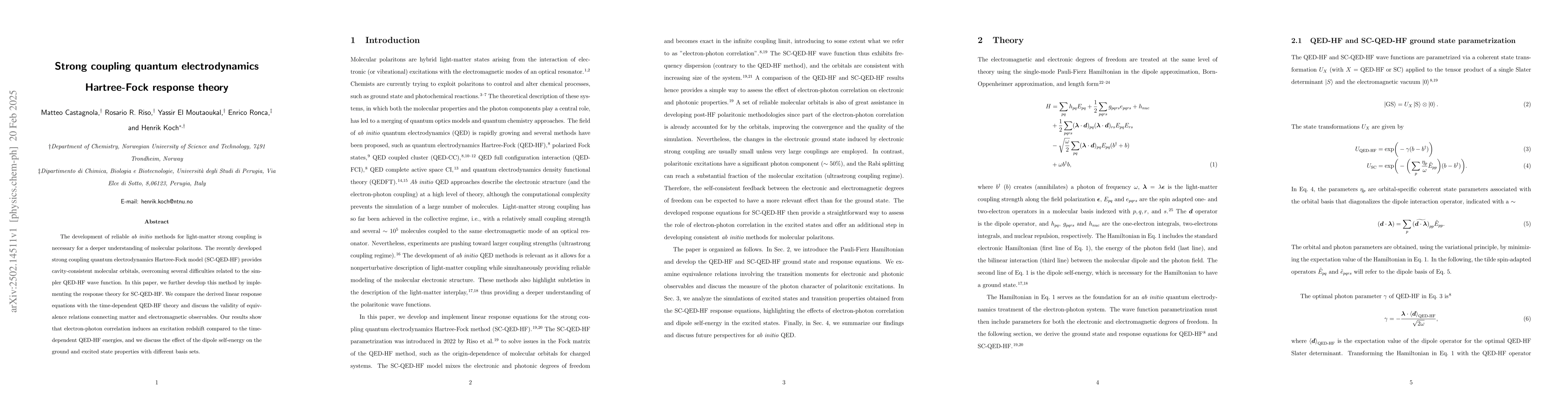 Thumbnail for Strong coupling quantum electrodynamics Hartree-Fock response theory