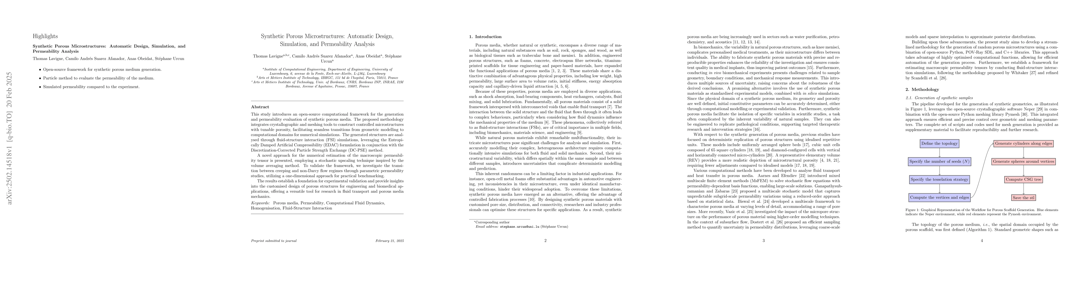 Thumbnail for Synthetic Porous Microstructures: Automatic Design, Simulation, and
  Permeability Analysis