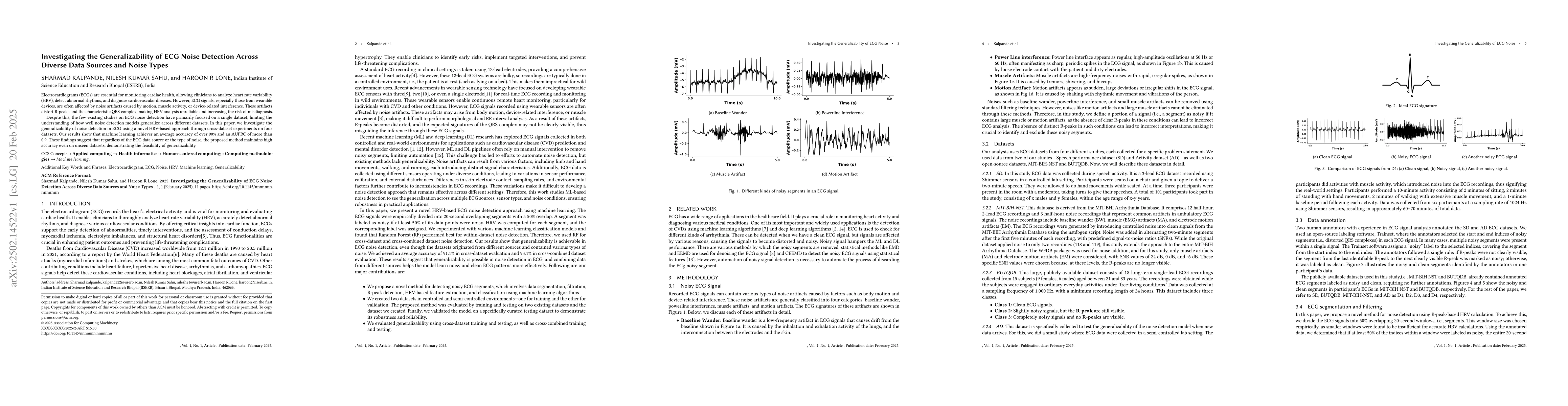 Thumbnail for Investigating the Generalizability of ECG Noise Detection Across Diverse
  Data Sources and Noise Types