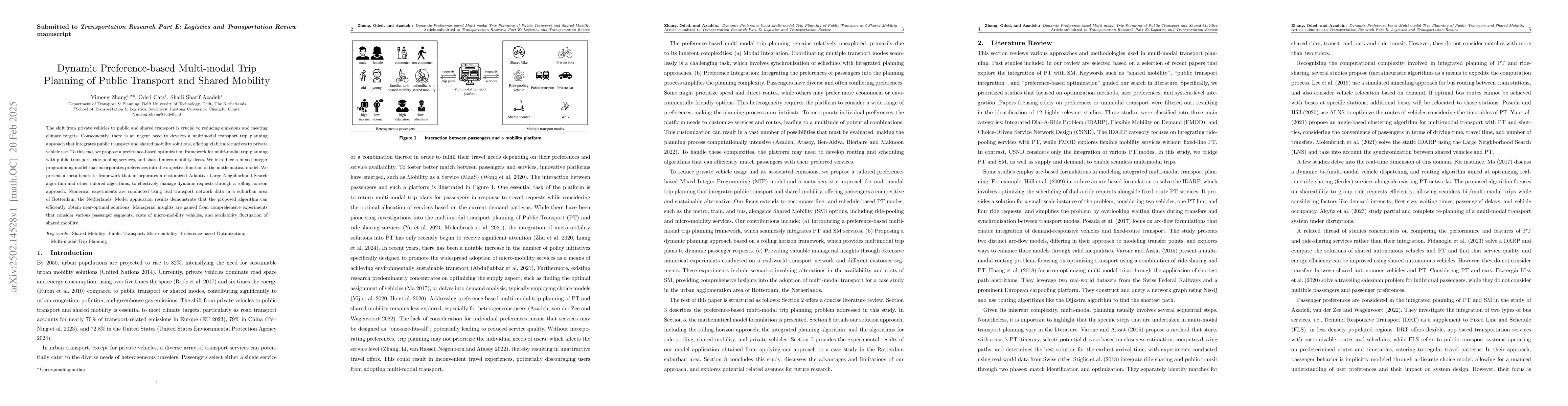 Thumbnail for Dynamic Preference-based Multi-modal Trip Planning of Public Transport
  and Shared Mobility