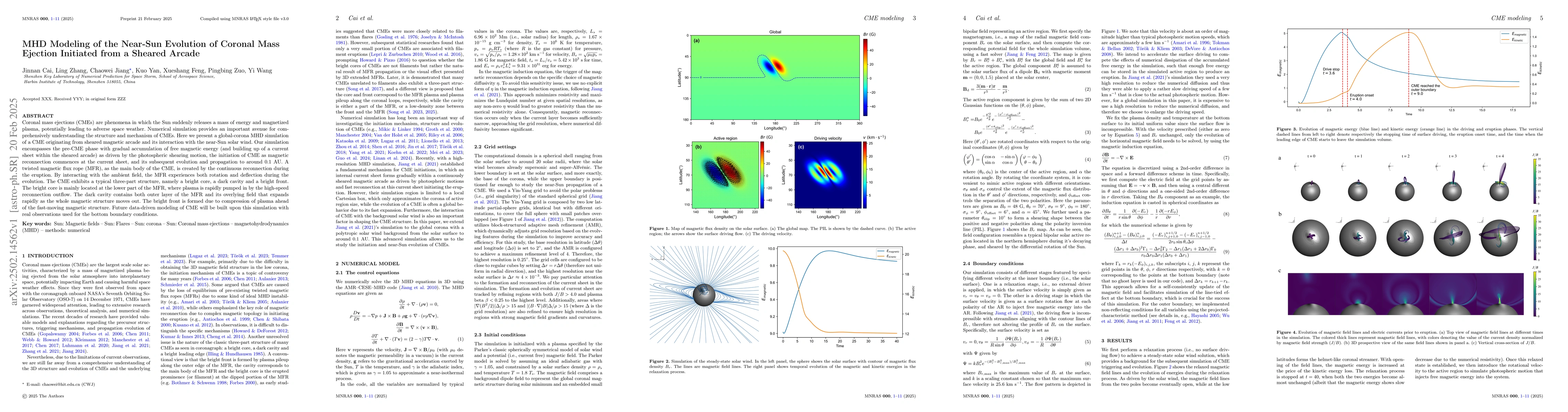 Thumbnail for MHD Modeling of the Near-Sun Evolution of Coronal Mass Ejection
  Initiated from a Sheared Arcade