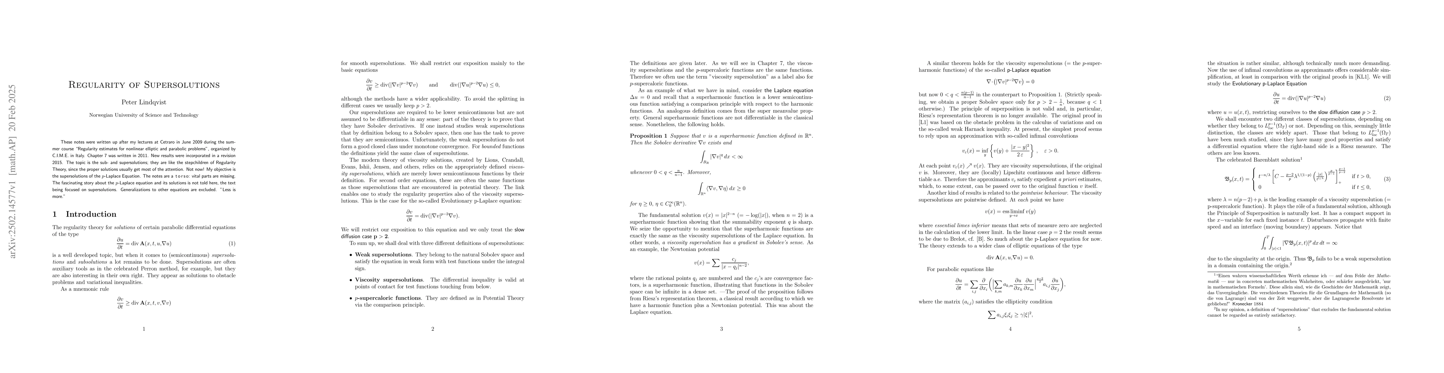 Thumbnail for Regularity of Supersolutions