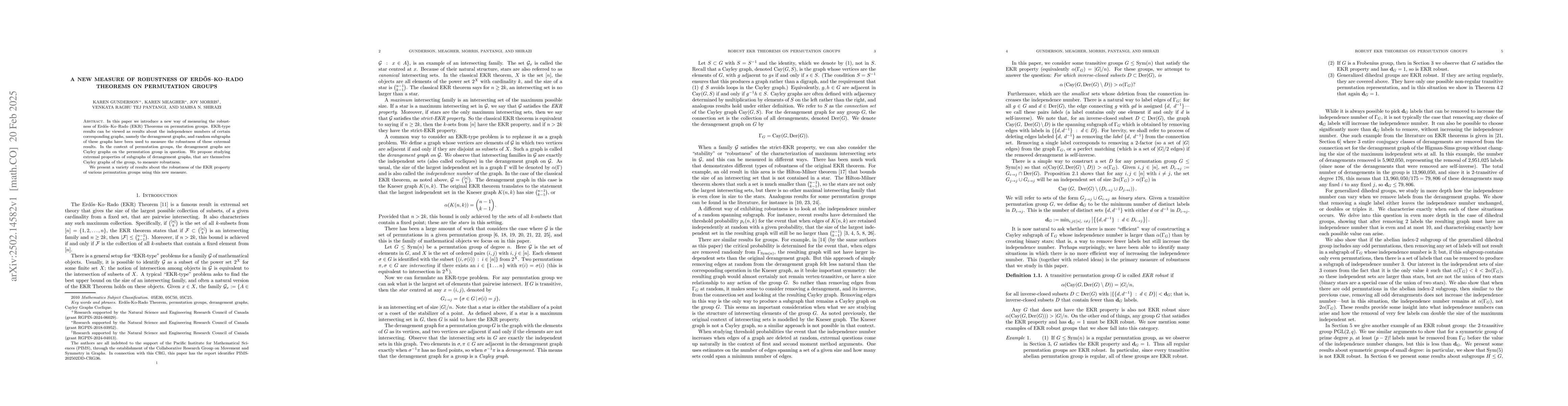 Thumbnail for A new measure of robustness of Erdős--Ko--Rado Theorems on
  permutation groups