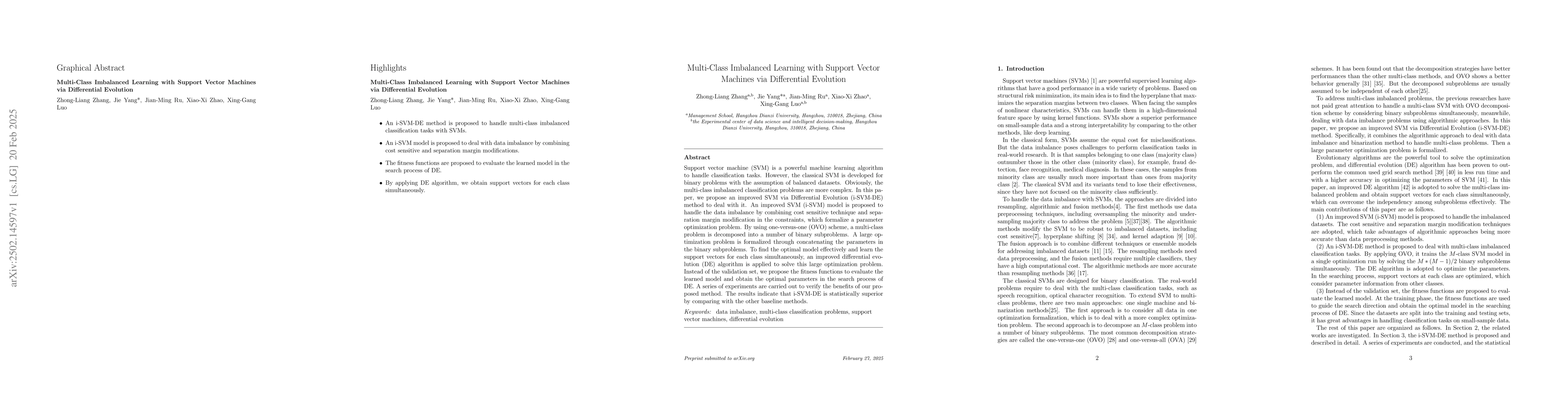 Thumbnail for Multi-Class Imbalanced Learning with Support Vector Machines via
  Differential Evolution