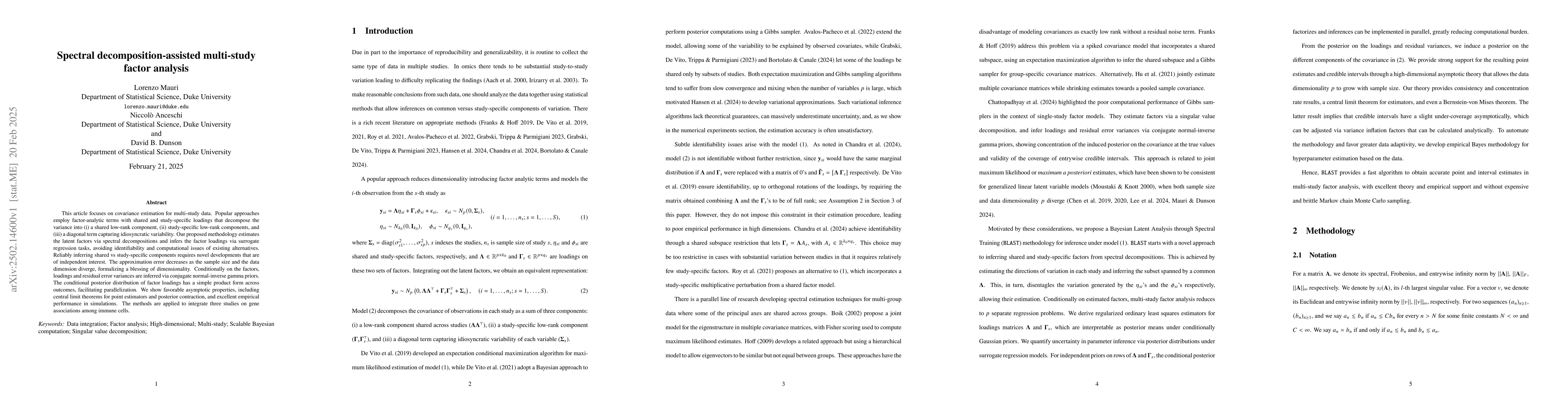 Thumbnail for Spectral decomposition-assisted multi-study factor analysis
