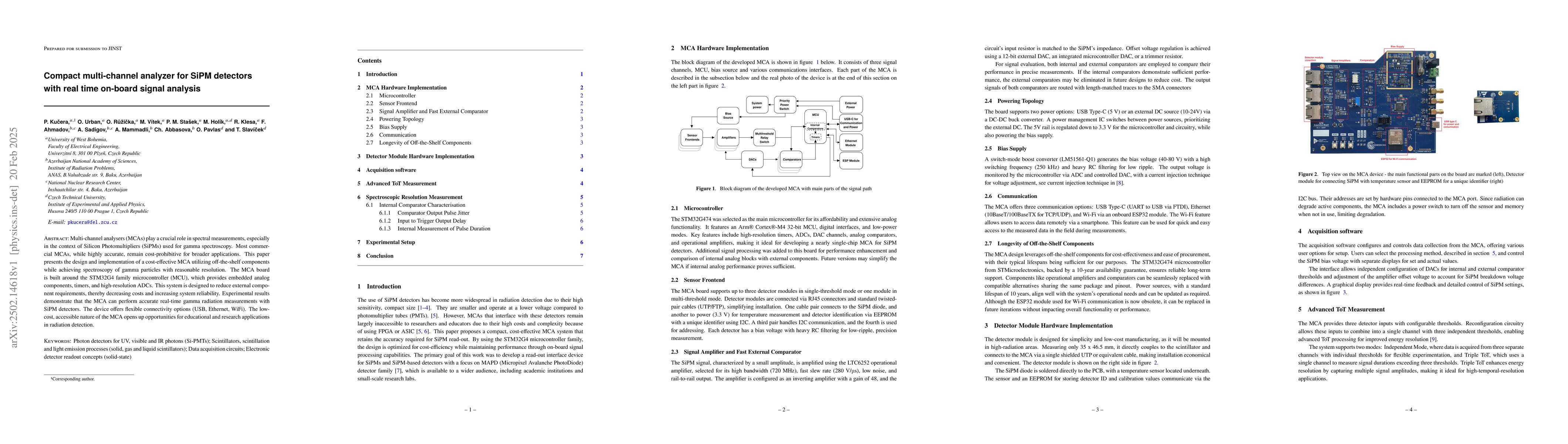 Thumbnail for Compact multi-channel analyzer for SiPM detectors with real time
  on-board signal analysis