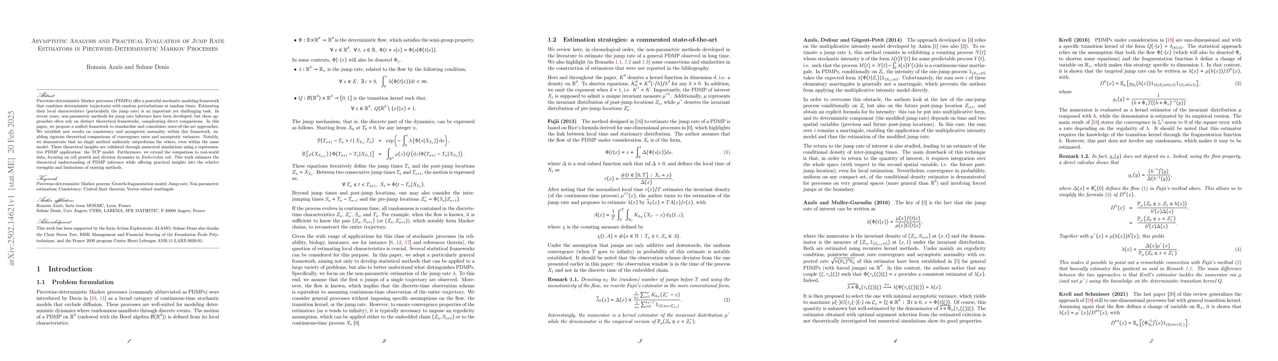 Thumbnail for Asymptotic Analysis and Practical Evaluation of Jump Rate Estimators in
  Piecewise-Deterministic Markov Processes
