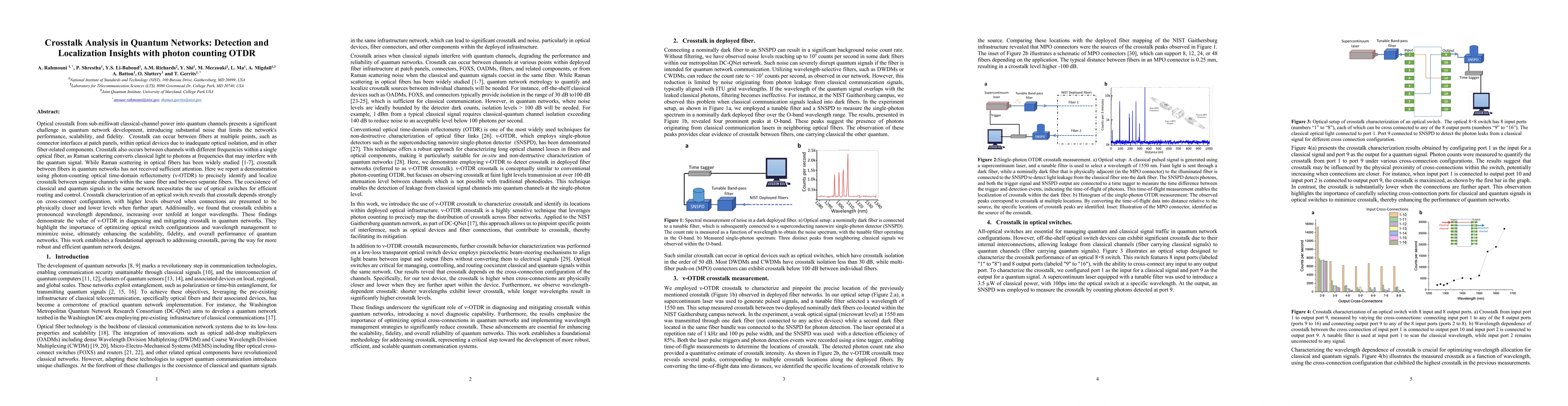 Thumbnail for Crosstalk Analysis in Quantum Networks: Detection and Localization
  Insights with photon counting OTDR