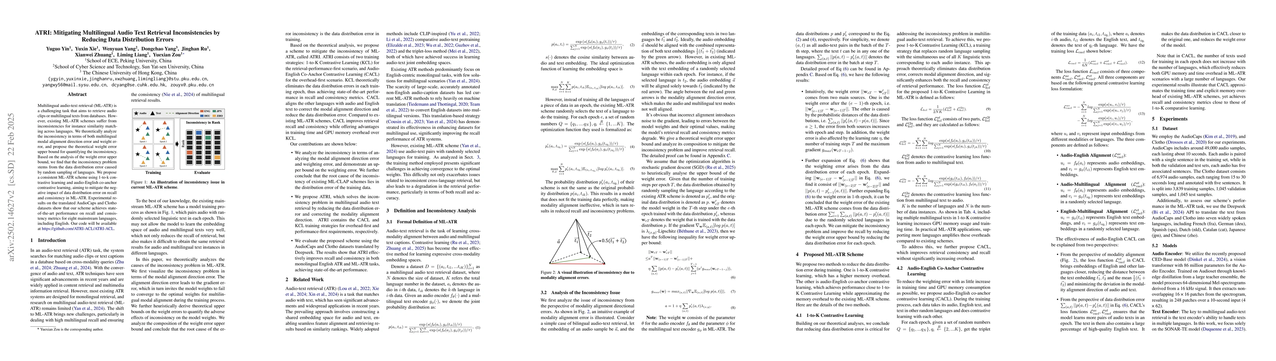 Thumbnail for ATRI: Mitigating Multilingual Audio Text Retrieval Inconsistencies by
  Reducing Data Distribution Errors
