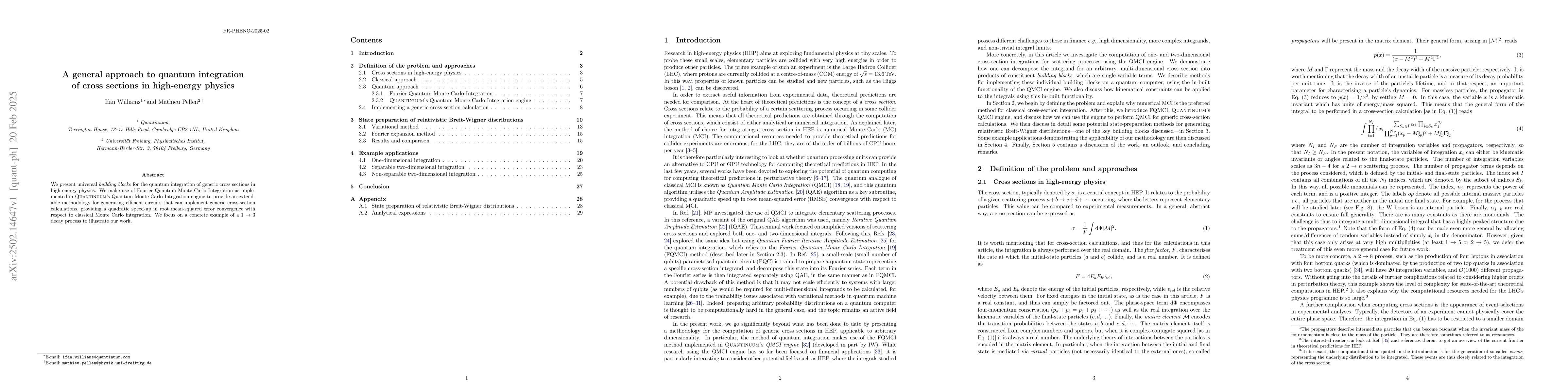 Thumbnail for A general approach to quantum integration of cross sections in
  high-energy physics