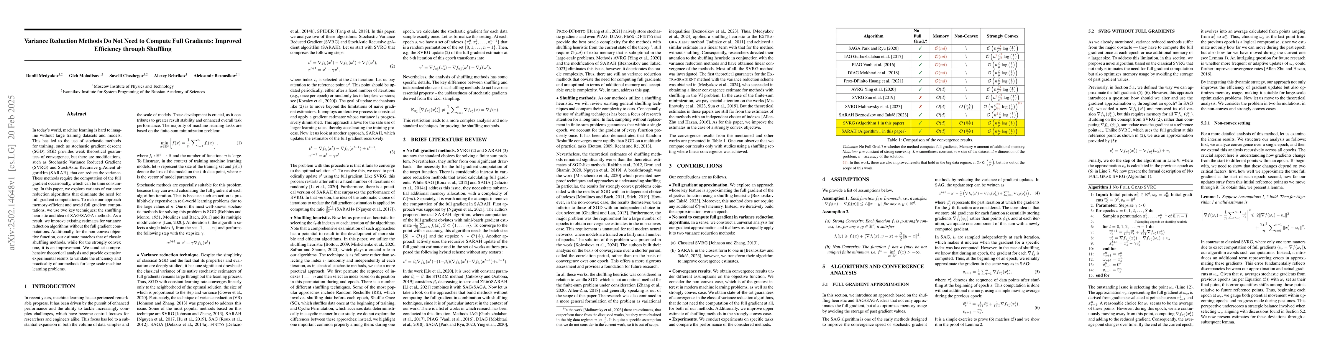 Thumbnail for Variance Reduction Methods Do Not Need to Compute Full Gradients:
  Improved Efficiency through Shuffling