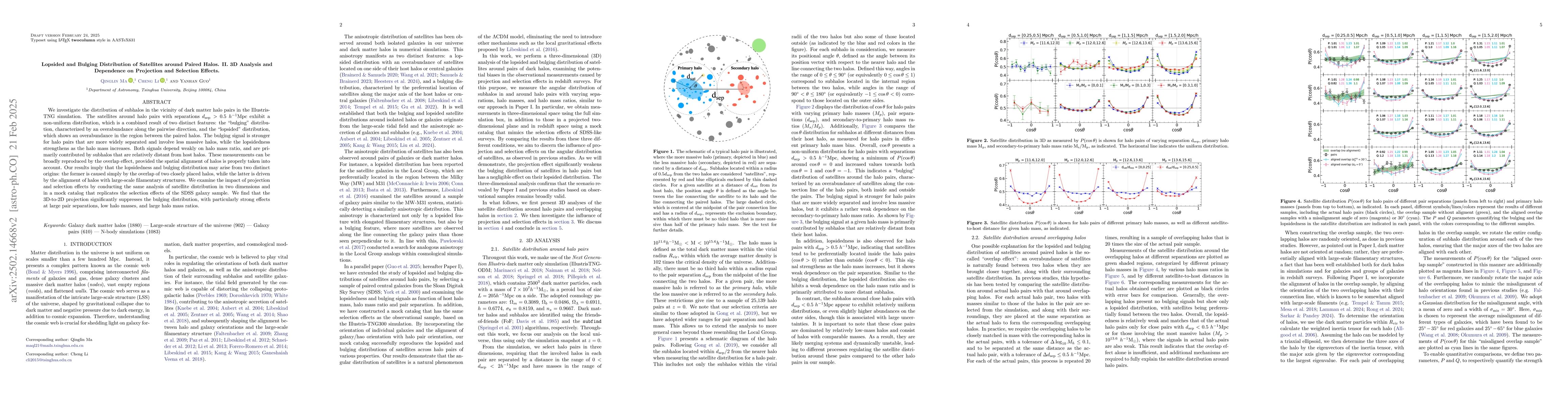 Thumbnail for Lopsided and Bulging Distribution of Satellites around Paired Halos. II.
  3D Analysis and Dependence on Projection and Selection Effects