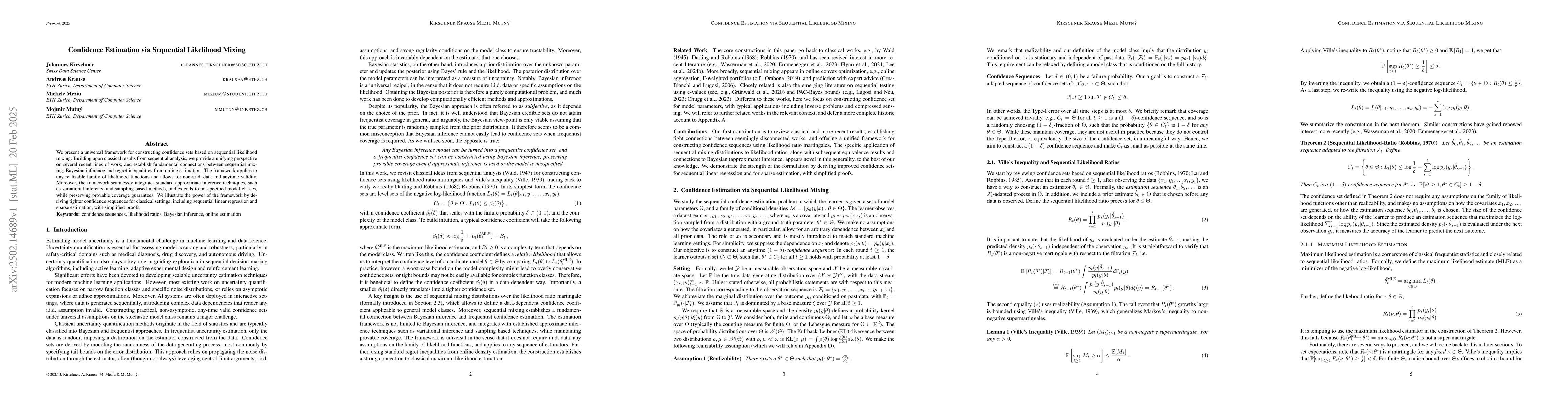 Thumbnail for Confidence Estimation via Sequential Likelihood Mixing