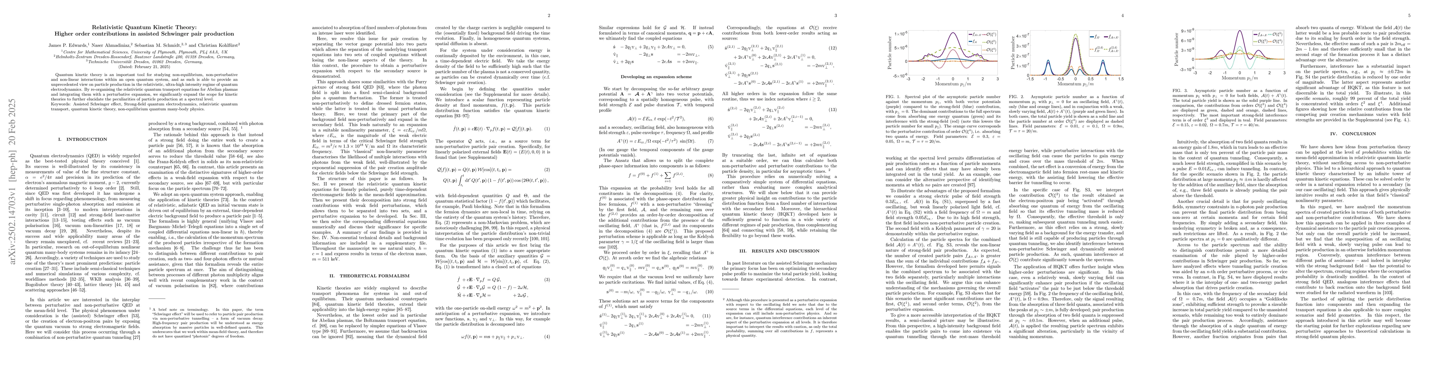 Thumbnail for Relativistic Quantum Kinetic Theory: Higher order contributions in
  assisted Schwinger pair production