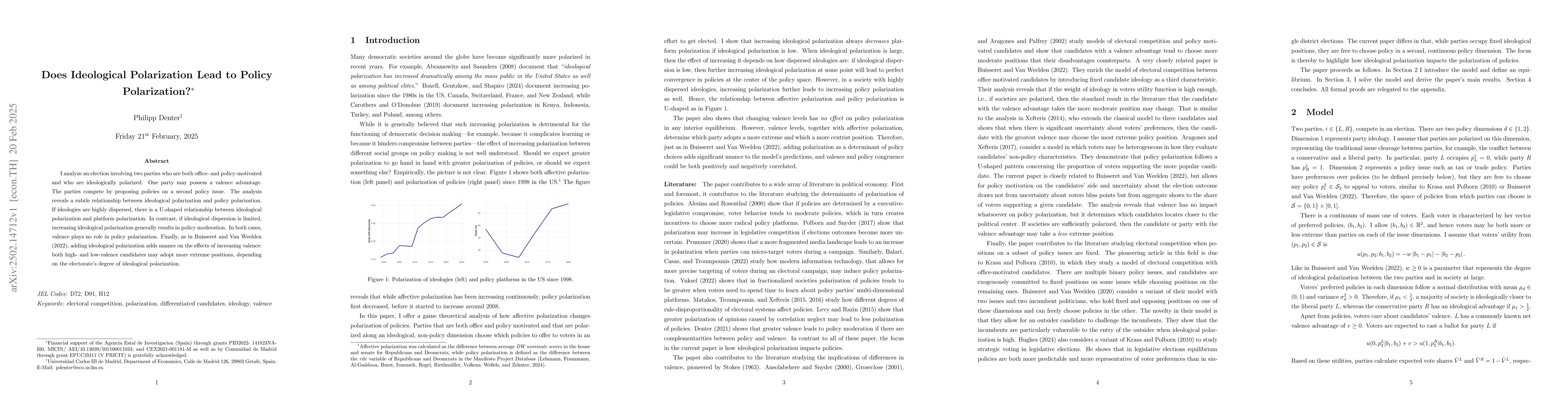 Thumbnail for Does Ideological Polarization Lead to Policy Polarization?