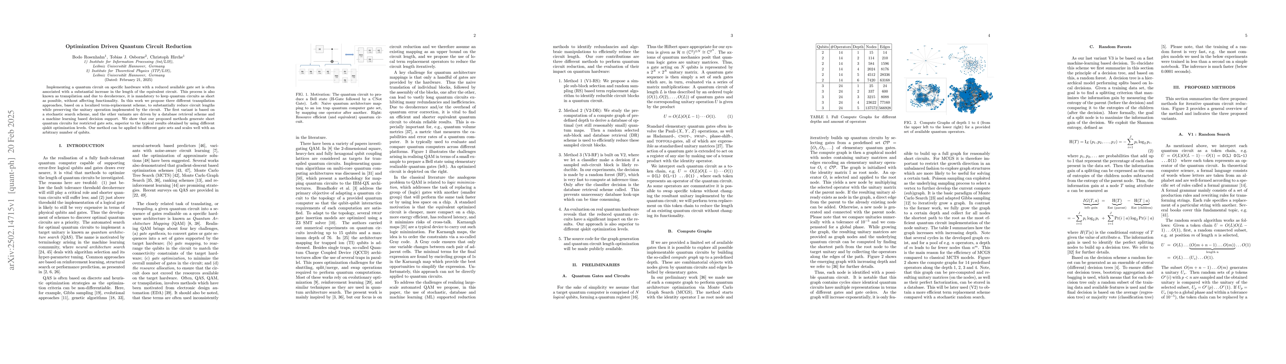 Thumbnail for Optimization Driven Quantum Circuit Reduction