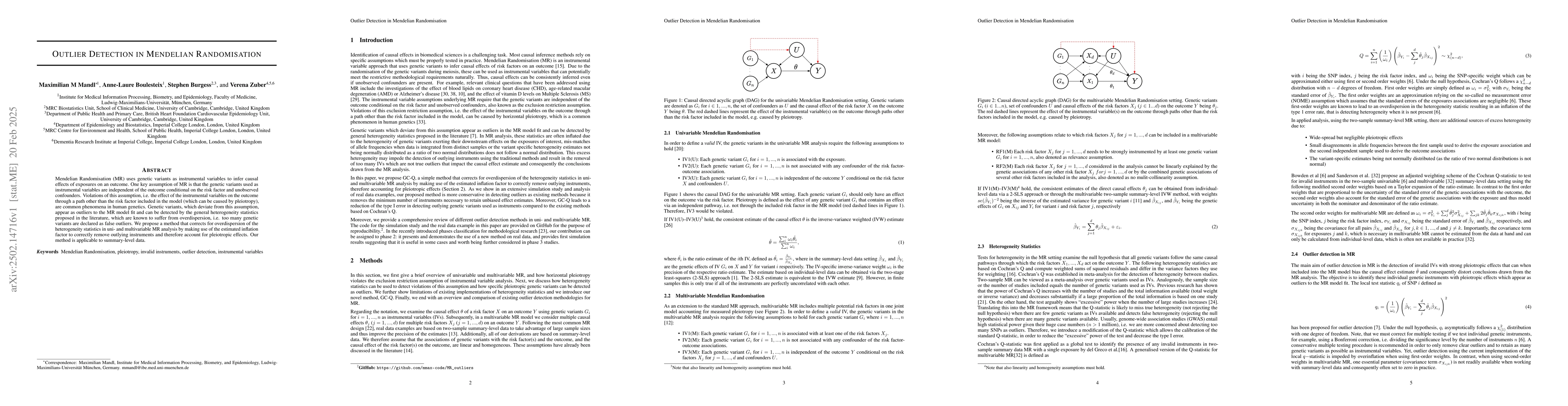 Thumbnail for Outlier Detection in Mendelian Randomisation