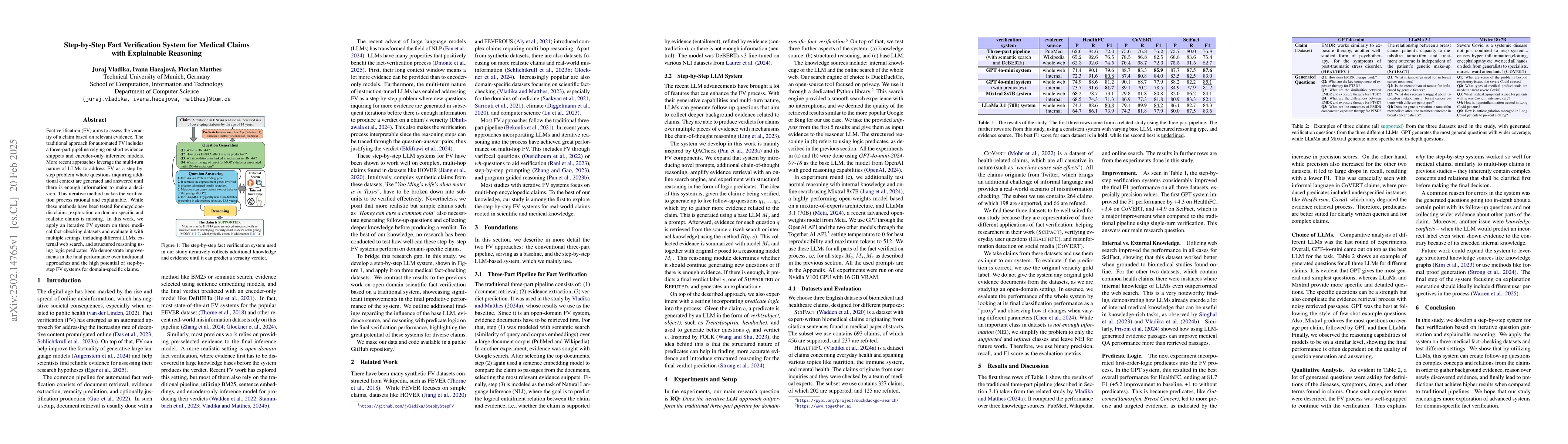 Thumbnail for Step-by-Step Fact Verification System for Medical Claims with
  Explainable Reasoning