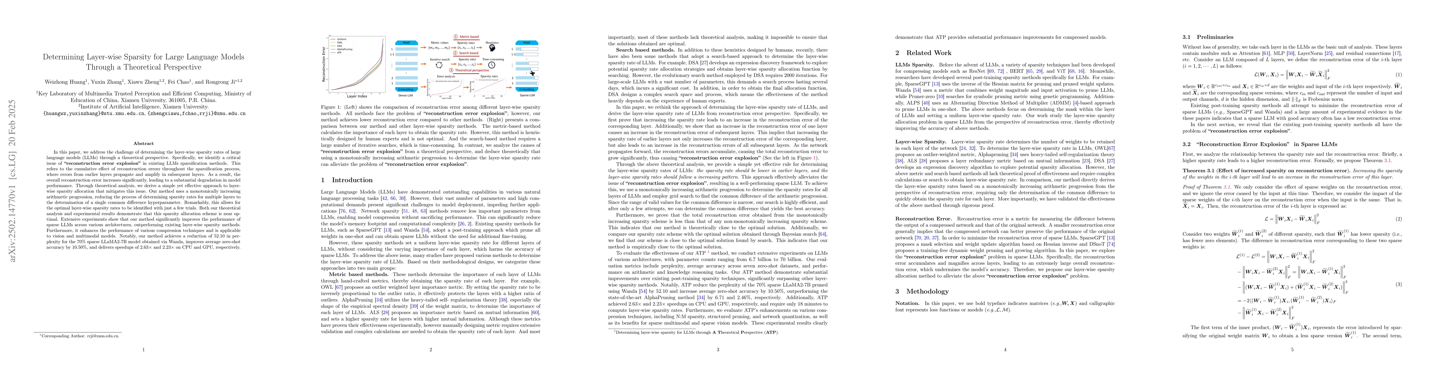 Thumbnail for Determining Layer-wise Sparsity for Large Language Models Through a
  Theoretical Perspective