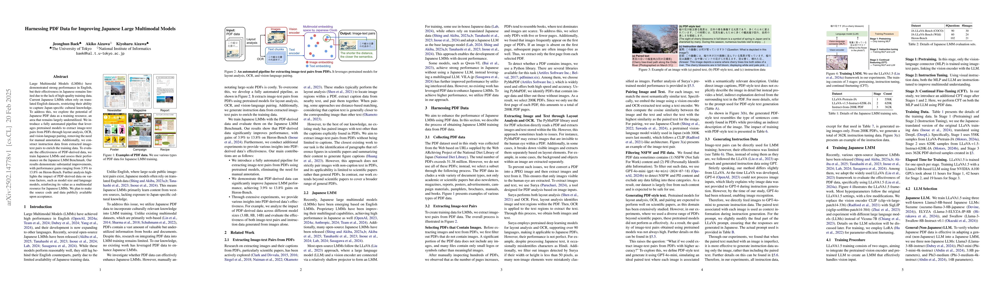 Thumbnail for Harnessing PDF Data for Improving Japanese Large Multimodal Models