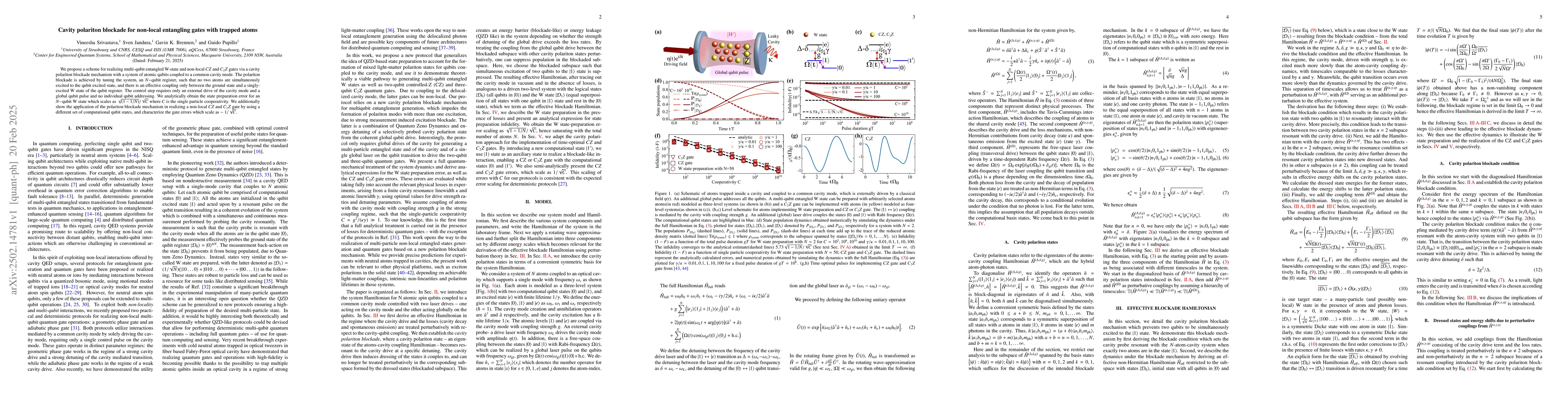 Thumbnail for Cavity polariton blockade for non-local entangling gates with trapped
  atoms