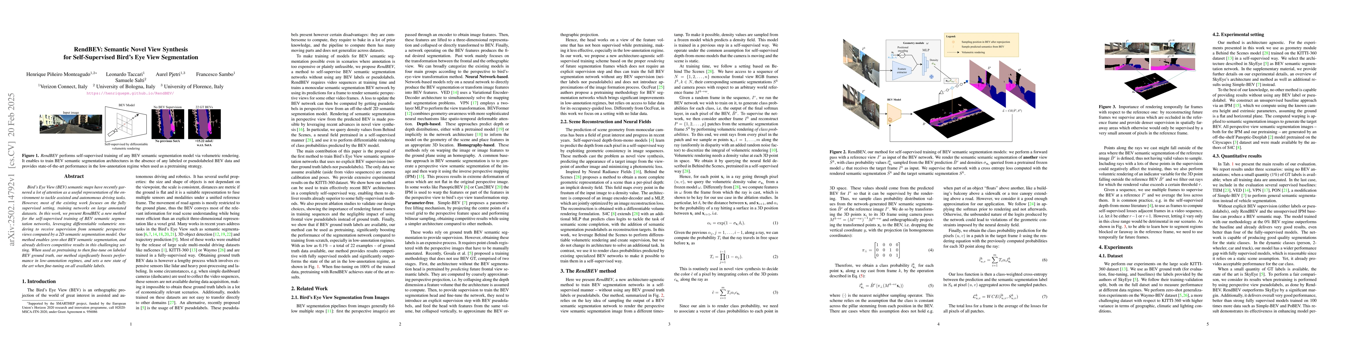 Thumbnail for RendBEV: Semantic Novel View Synthesis for Self-Supervised Bird's Eye
  View Segmentation