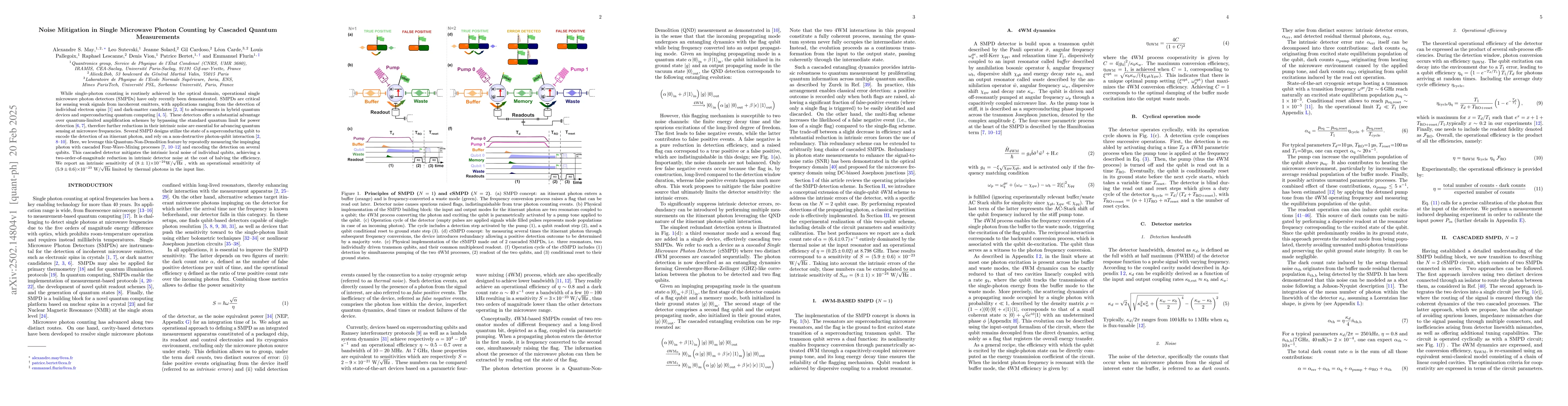 Thumbnail for Noise Mitigation in Single Microwave Photon Counting by Cascaded Quantum
  Measurements