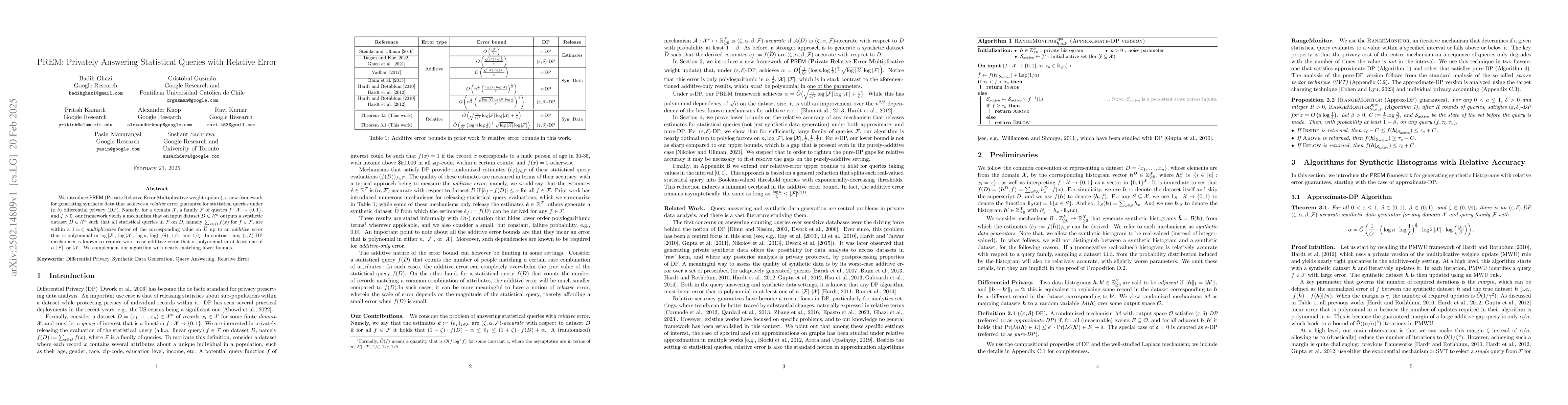 Thumbnail for PREM: Privately Answering Statistical Queries with Relative Error