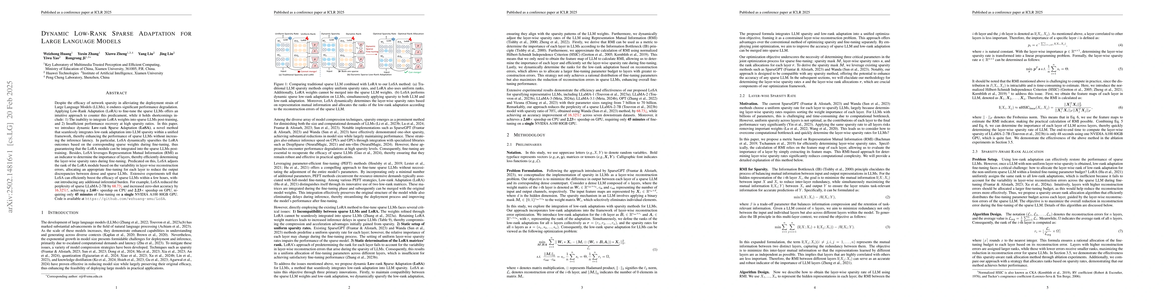 Thumbnail for Dynamic Low-Rank Sparse Adaptation for Large Language Models