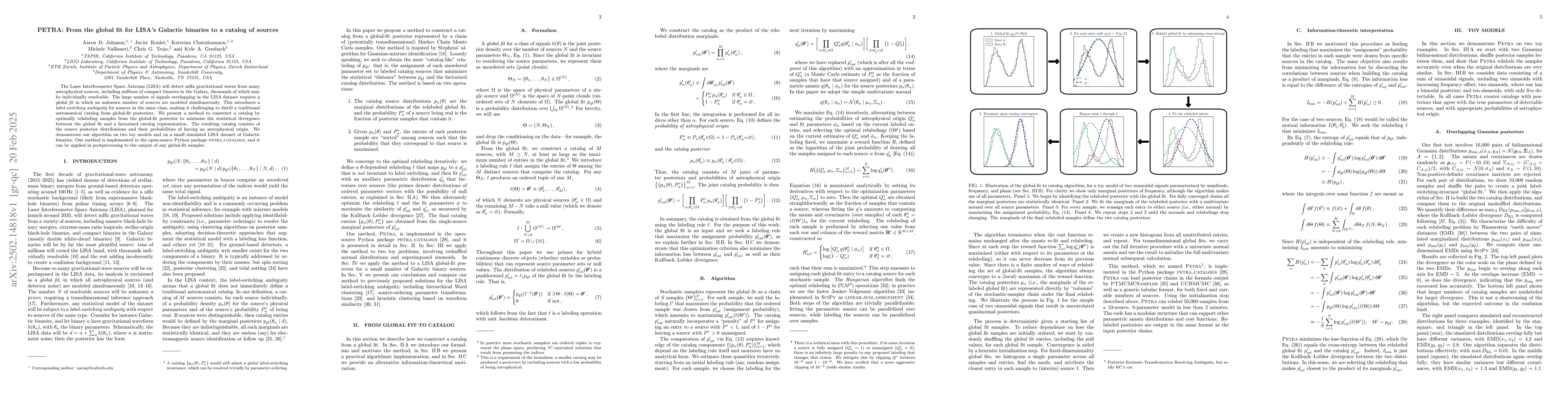 Thumbnail for PETRA: From the global fit for LISA's Galactic binaries to a catalog of
  sources