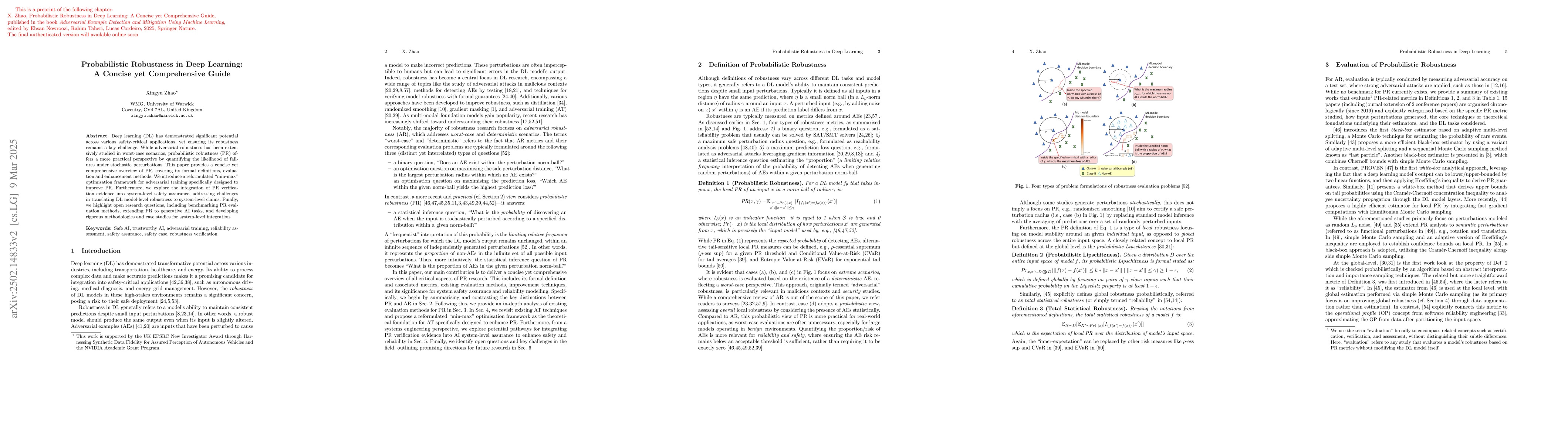 Thumbnail for Probabilistic Robustness in Deep Learning: A Concise yet Comprehensive
  Guide