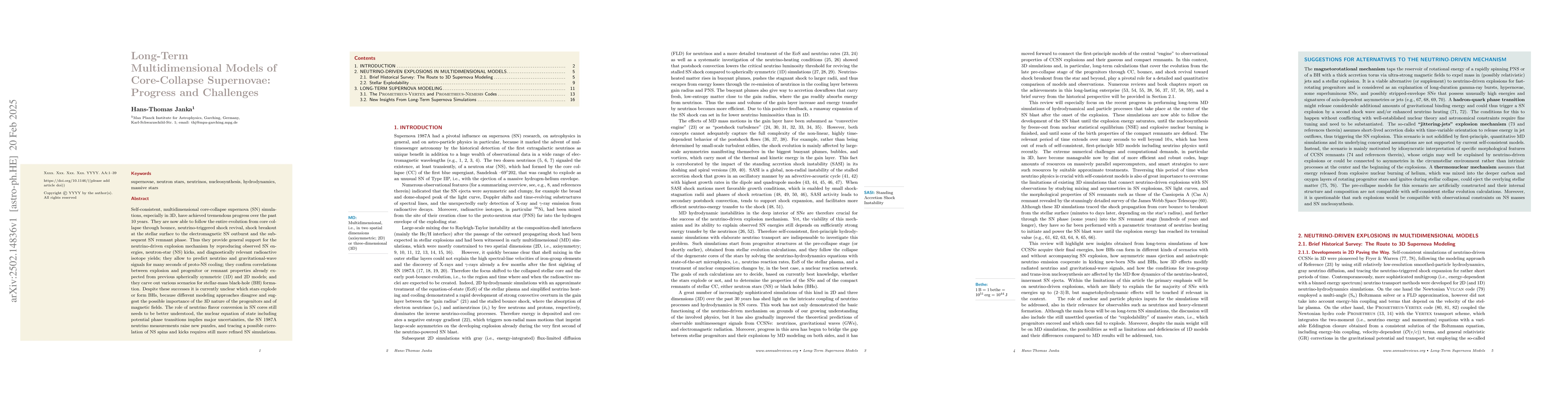 Thumbnail for Long-Term Multidimensional Models of Core-Collapse Supernovae: Progress
  and Challenges