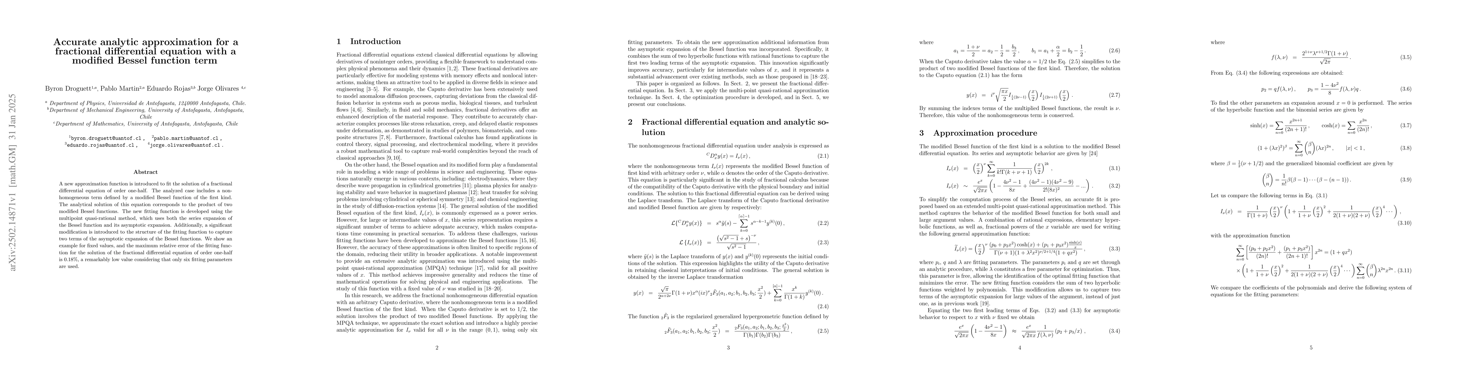 Thumbnail for Accurate analytic approximation for a fractional differential equation
  with a modified Bessel function term