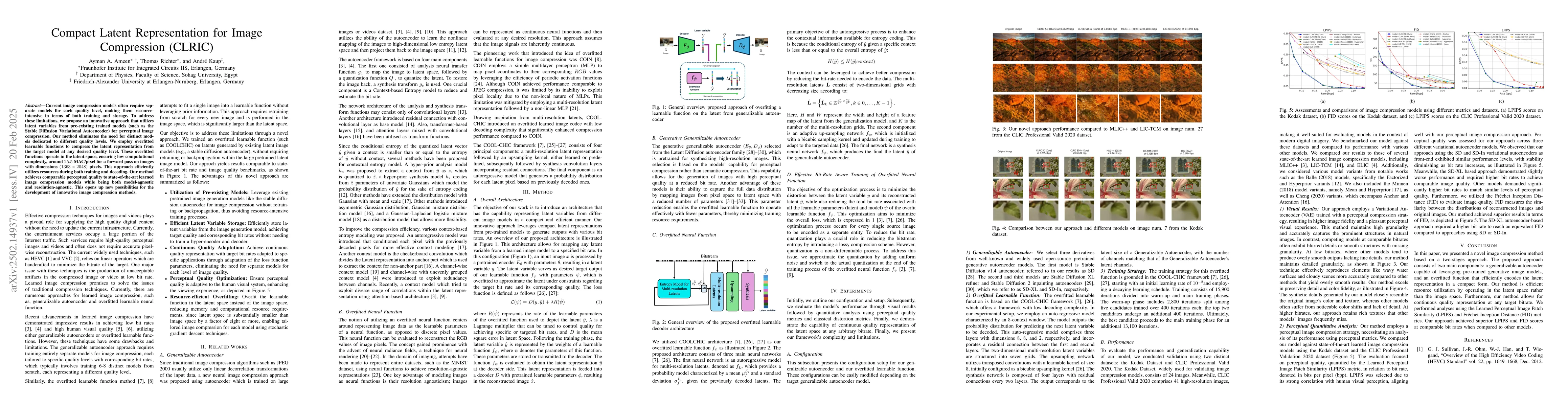 Thumbnail for Compact Latent Representation for Image Compression (CLRIC)