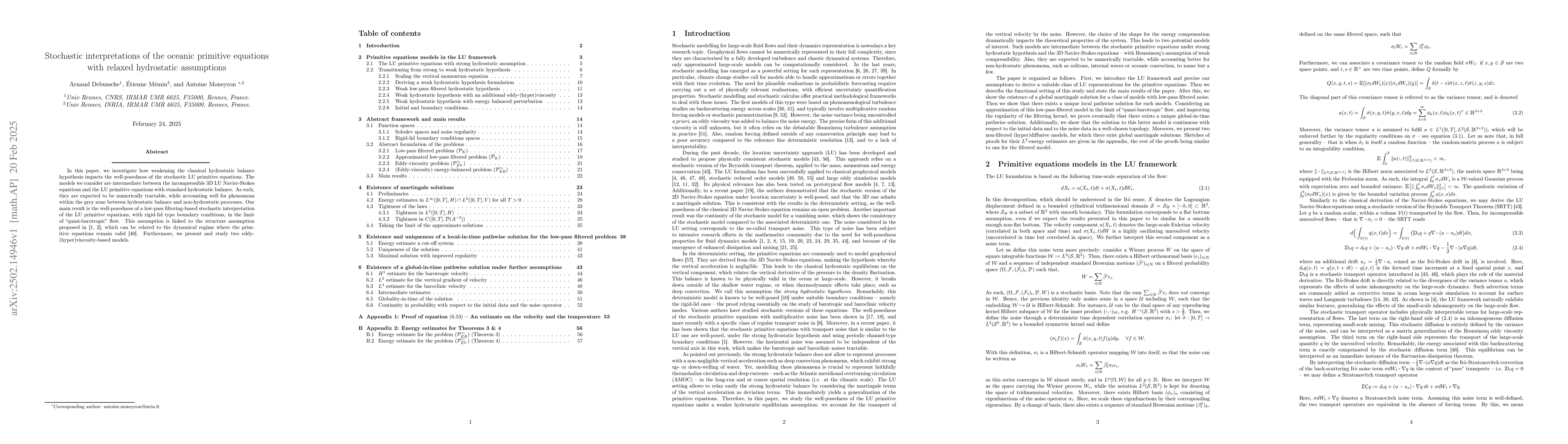 Thumbnail for Stochastic interpretations of the oceanic primitive equations with
  relaxed hydrostatic assumptions