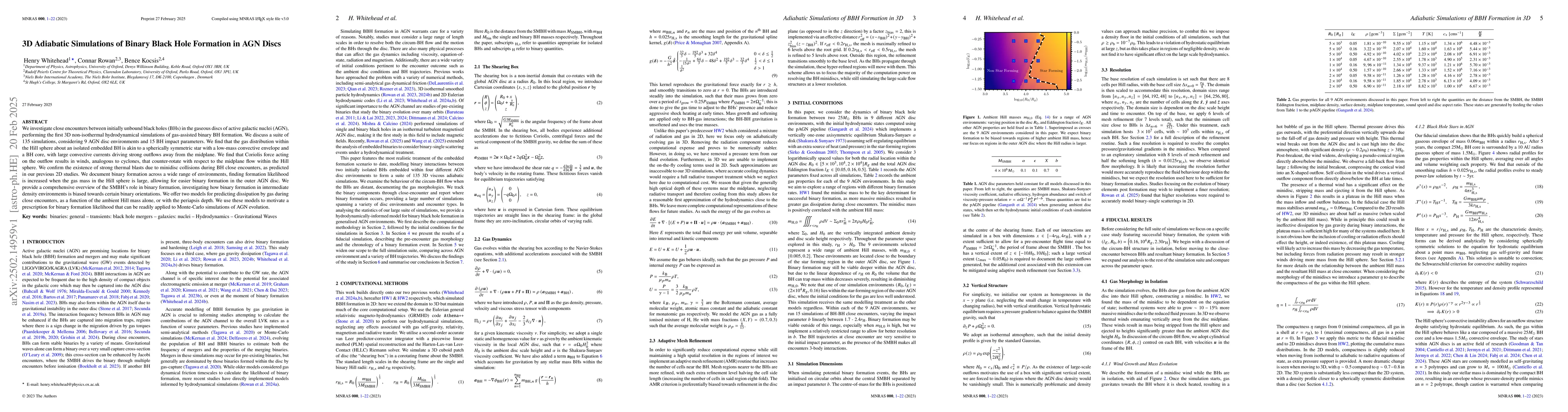 Thumbnail for 3D Adiabatic Simulations of Binary Black Hole Formation in AGN