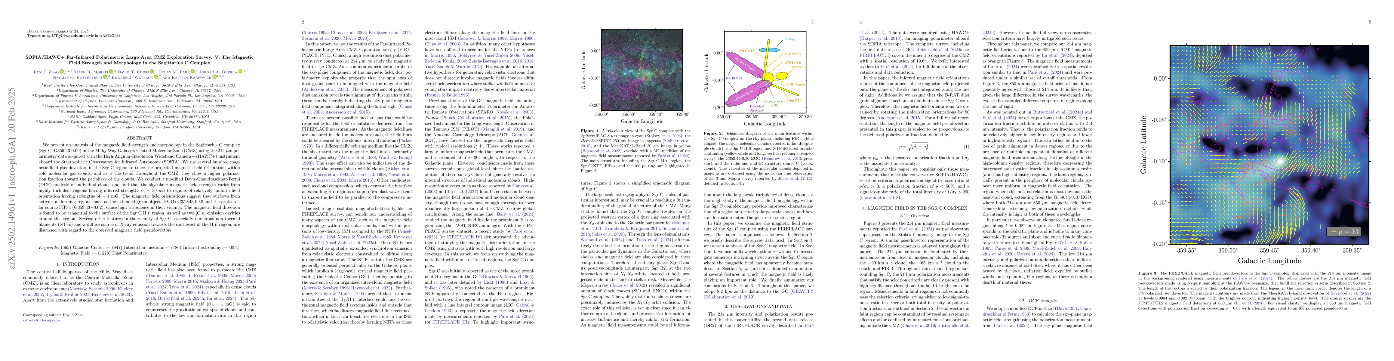 Thumbnail for SOFIA/HAWC+ Far-Infrared Polarimetric Large Area CMZ Exploration Survey.
  V. The Magnetic Field Strength and Morphology in the Sagittarius C Complex