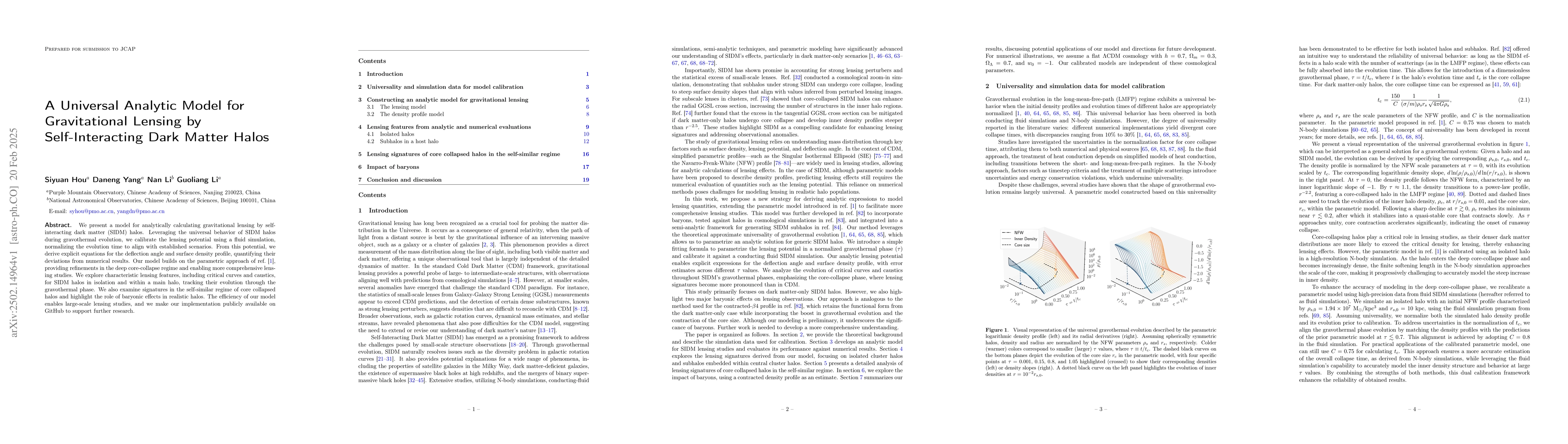 Thumbnail for A Universal Analytic Model for Gravitational Lensing by Self-Interacting
  Dark Matter Halos