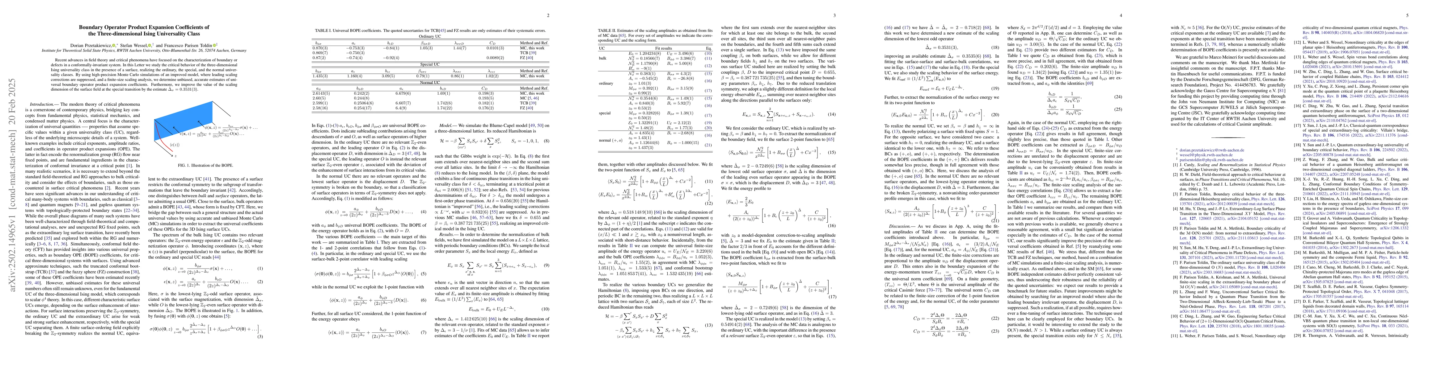 Thumbnail for Boundary Operator Product Expansion Coefficients of the
  Three-dimensional Ising Universality Class