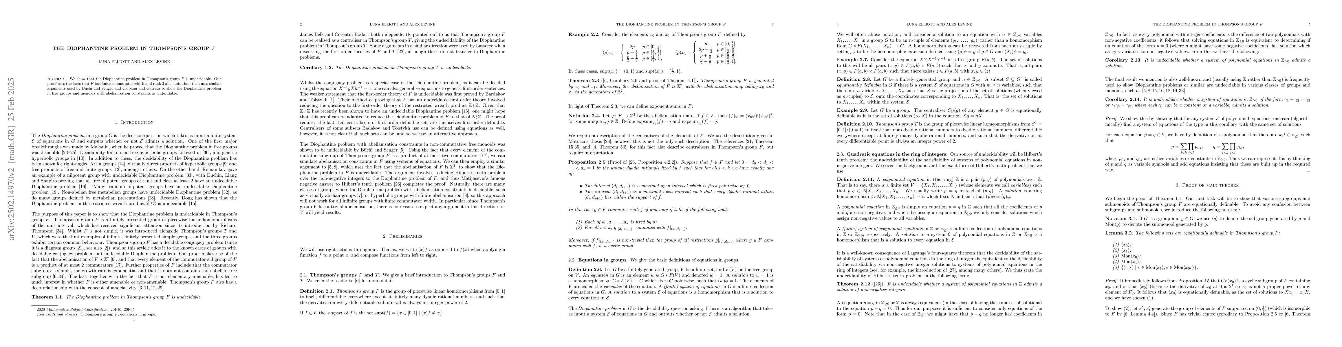 Thumbnail for The Diophantine problem in Thompson's group F