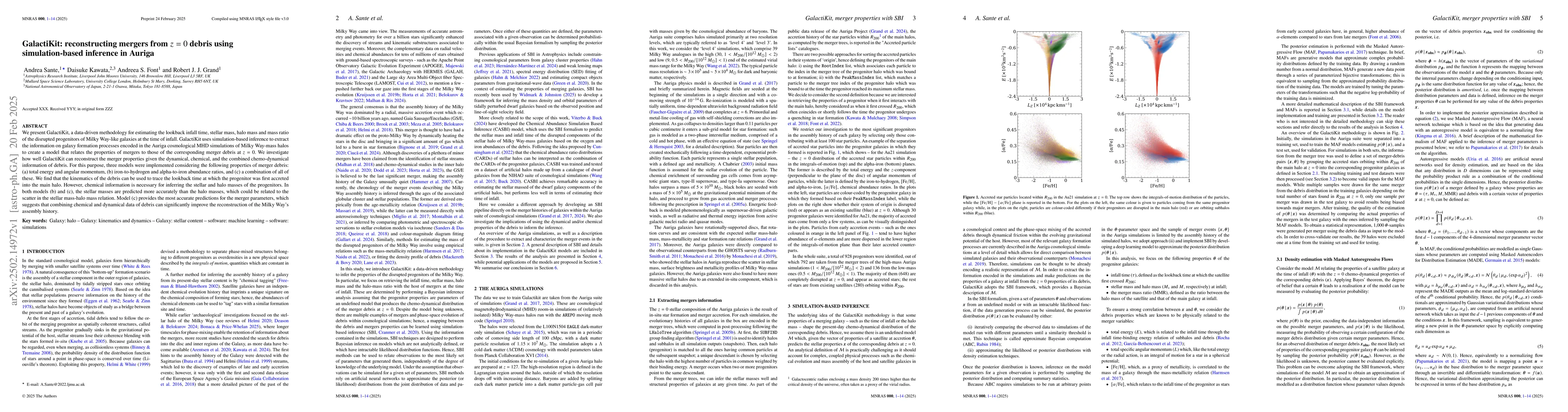 Thumbnail for GalactiKit: reconstructing mergers from $z=0$ debris using
  simulation-based inference in Auriga