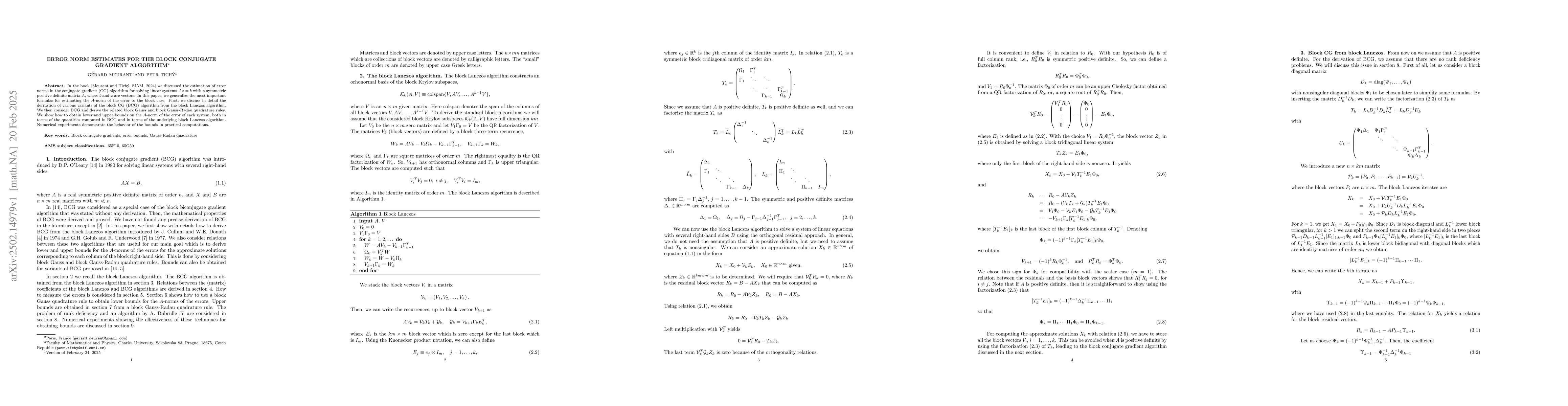 Thumbnail for Error norm estimates for the block conjugate gradient algorithm