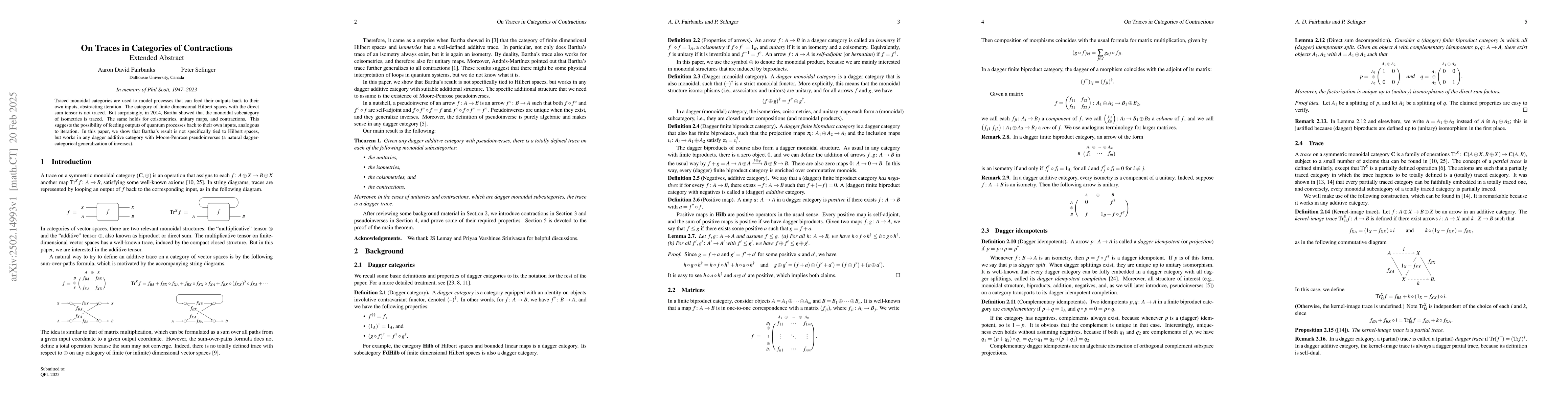 Thumbnail for On Traces in Categories of Contractions (Extended Abstract)