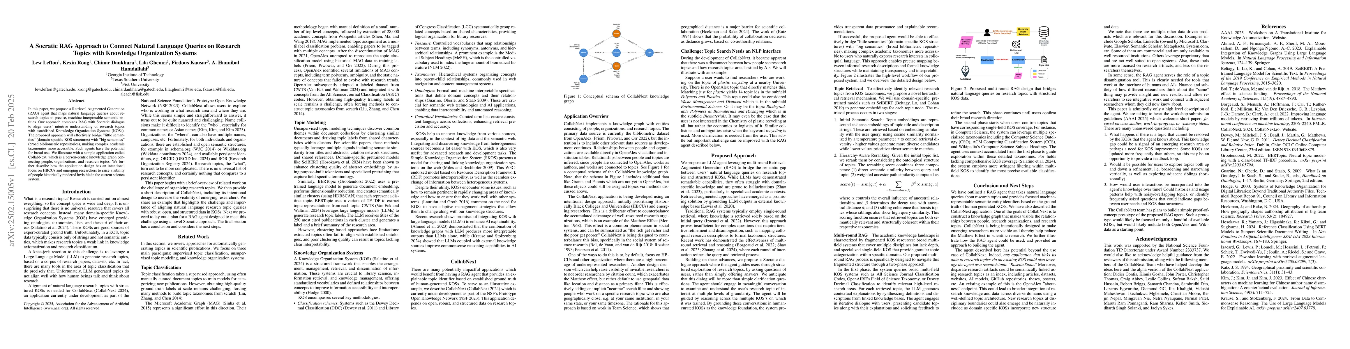 Thumbnail for A Socratic RAG Approach to Connect Natural Language Queries on Research
  Topics with Knowledge Organization Systems